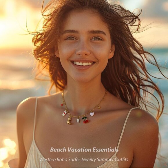 Personalized Charm Necklace for Women - Boho Initial Pendant & Western Jewelry - Picture 3 of 9